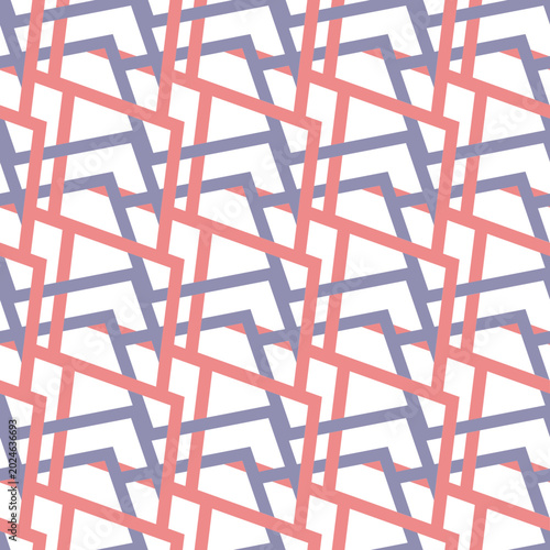 Geometric Seamless Pattern With Pink and Blue Lines