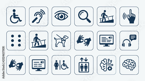 Accessibility icons for digital platforms.