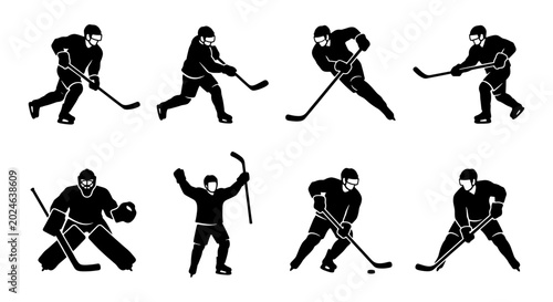 Photography Ice Hockey Player Silhouettes, Action Poses, Goalie, Celebration, Sports Icons S