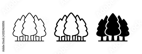 Foto Forest Icons Set: Pine Trees, Woodland Graphics, Nature Symbols, Outdoor Element