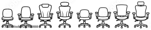 Tableau sur toile Office chairs collection with various ergonomic seat designs in minimalist line
