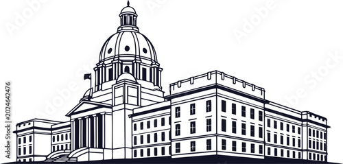 Tableau sur toile Line art illustration of the alberta legislature building in edmonton, canada