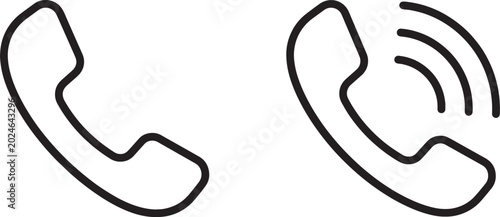 Tableau sur toile Art & Illustration, Telephone handset receiver outline vector icons for customer