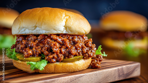 sloppy joe sandwich with saucy ground beef