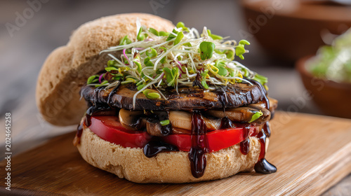grilled portobello mushroom burger with fresh toppings