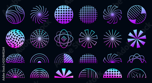 Foto Y2K neon set of circles and semicircles