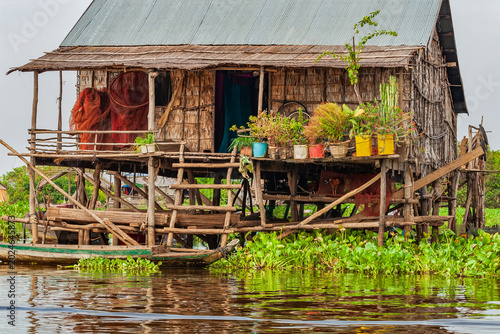 Stilt House On Tonle Sap Lake In Cambodia