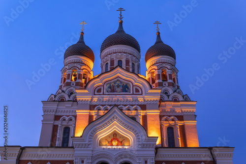 Alexander Nevsky Cathedral At Dusk In Tallinn