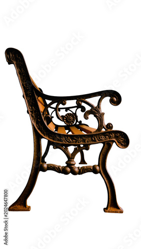 Canvastavla Isolated ornamental cast iron bench side frame with classic design, elegant meta