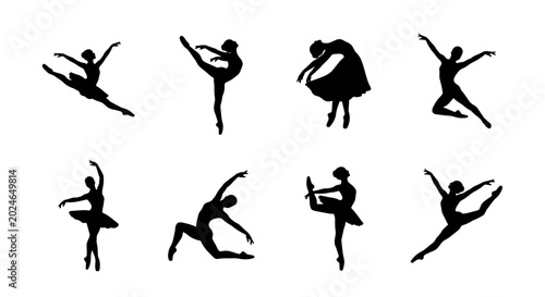 Bild auf Leinwand Ballet Dancer Silhouettes Collection, Elegant Poses Vector Art, Graceful Movemen