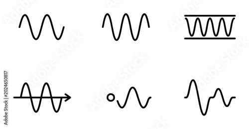 Photos Waveform Icons Set, Sound Waves Collection, Audio Signal Graphics, Science Wave