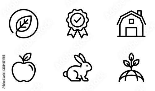 Konstfotografi Organic farming line icons set, eco friendly agriculture vector symbols, sustain