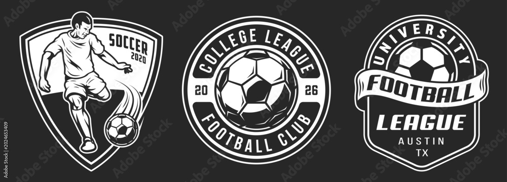 Fototapeta premium Black white soccer logos