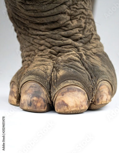 Close up of elephant foot showing textured skin and large toenails