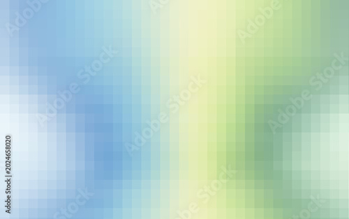 Abstract soft pixelated background with gradient transition from blue to light green