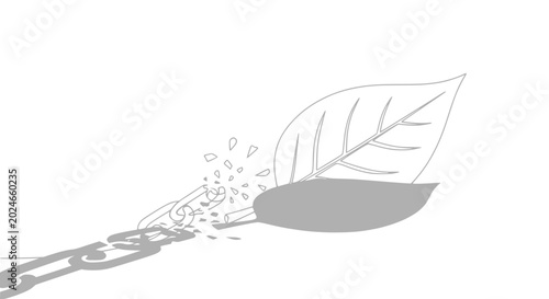 Bild auf Leinwand Leaf Breaking Chain, Symbolizing Freedom, Nature Overcoming Obstacles, New Begin