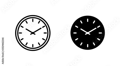Foto Classic Round Clock Icons, Timekeeping Symbols, Analog Watch Faces, Simple Vecto