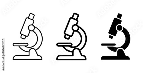 Tablou pe pânză Microscope Icons Set, Scientific Research Tools, Laboratory Equipment Vector Gra