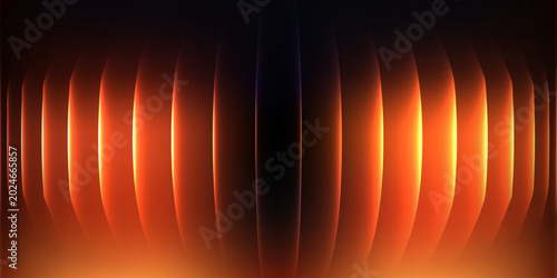 Cuadro en lienzo Abstract gradient waves with vibrant red and orange light patterns creating a dy