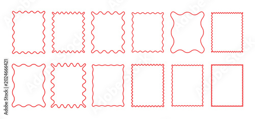 Foto Set of rectangle frames with wavy edges