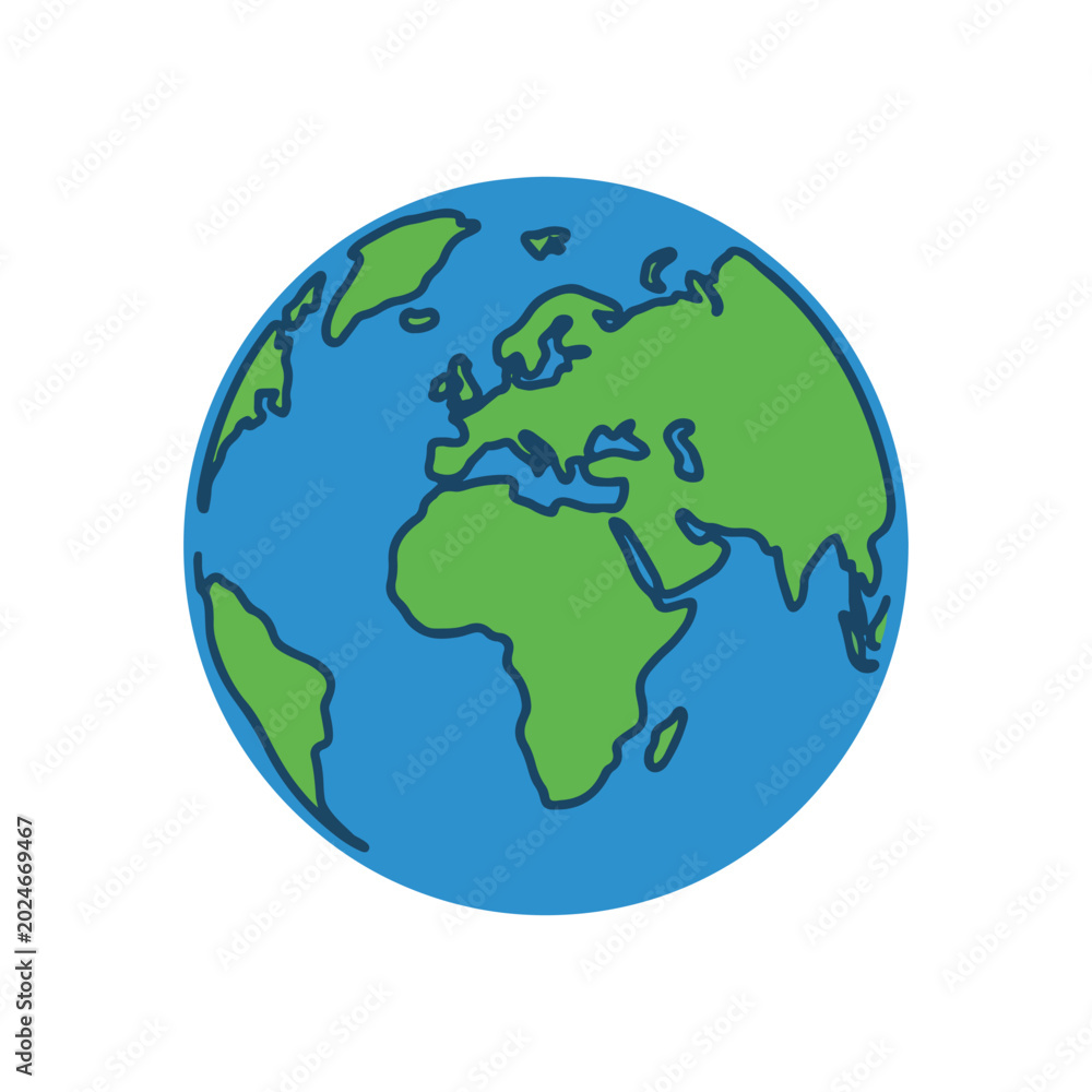 Fototapeta premium Green and blue world globe on white background