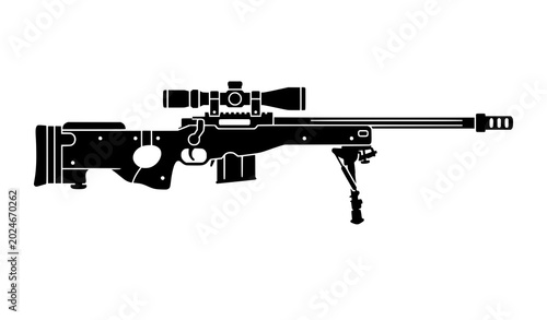 Bild auf Leinwand Precision sniper rifle silhouette vector illustration for tactical design and fi