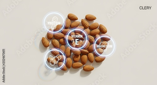 Vitamin E rich almonds and walnuts in clear supplement capsules on white background for health and wellness