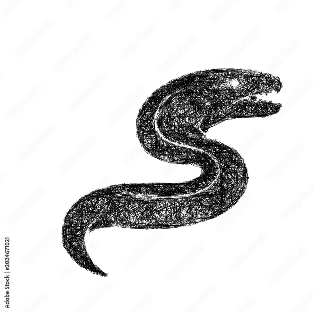 Fototapeta premium Sketch monochrome eel icon design
