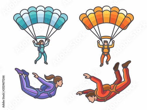 Foto An exhilarating display of skydivers gracefully soaring through the air and experiencing the thrill of freefall, capturing the essence of adventure, freedom, and adrenaline