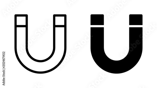 Foto Horseshoe Magnet Icons, Simple Black and White Vector Graphics, Magnetic Force S