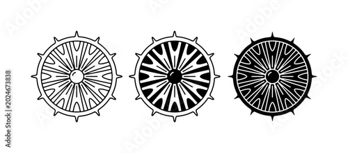 Photos Dharma Chakra Symbols, Buddhist Wheel of Law Icons, Spiritual Vector Graphics, B