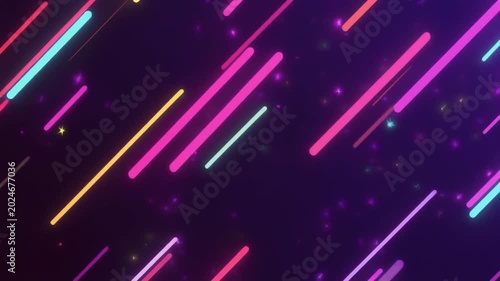 Diagonal neon light trails on a dark background with a futuristic feel.