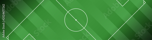 Football Pitch or Soccer Field Background. Football Field Wallpaper with Striped Grass Pattern, Soccer Pitch Markings and Copy Space. Football Pitch Background for Web Banner. 