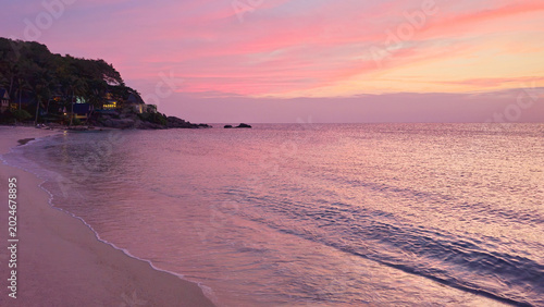 Fotografie Beach on Ko Nang Yuan Island at sunset, Surat Thani, Thailand, Southeast Asia