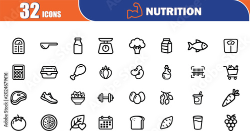 Fotografija Nutrition 32 icons collection