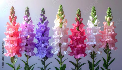 Vibrant Rainbow of Snapdragons in Full Bloom.