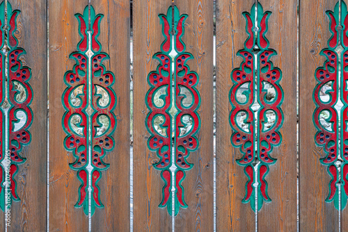 Wooden fence decorations in traditional style