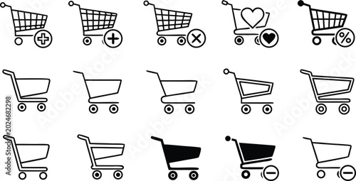 Canvas Print Shopping Cart Icon Vector Collection Featuring Ecommerce Basket Symbols, Add to