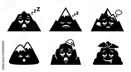 Photos Tired Mountains, Sleepy Peaks, Exhausted Summits, Collection of Mountain Emojis
