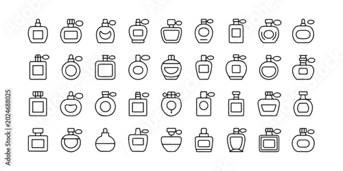 Bild auf Leinwand Set of Perfume Bottle Line Icons for Beauty and Fragrance Design