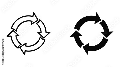 Tableau sur toile Circular arrows icon showing clockwise and counterclockwise directions