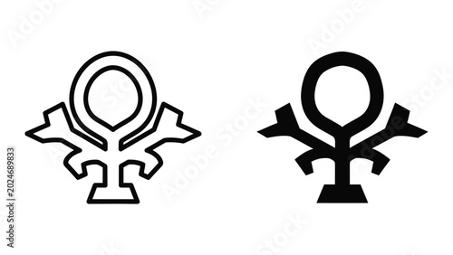 Foto Ancient egyptian ankh symbol with lotus design in two styles