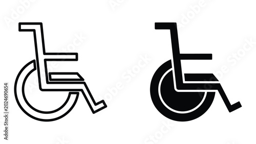 Handicap wheelchair accessibility symbol icons in black and white
