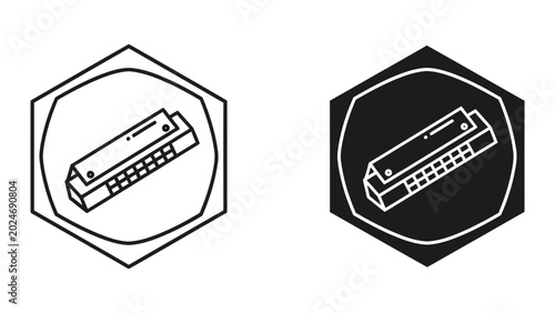 Photos Minimalist harmonica icon with contrasting background