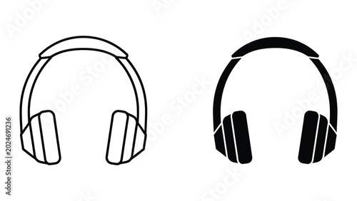 Simple headphones illustration with over-ear and on-ear designs