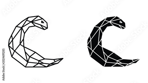 Bilde på lerret Geometric stylized scorpion in black and white vector art