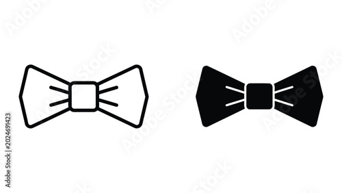 Φωτογραφία Black and white bow tie icon with transparent background
