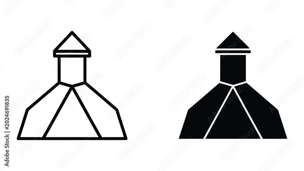 Fototapeta premium Simple black and white tower with pyramid top illustration