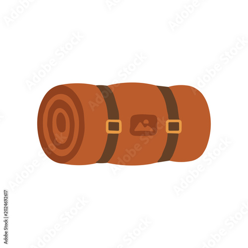 Tableau sur toile Brown Leather Rolled Up Travel Bag.