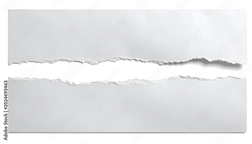 Fototapeta premium Torn white paper with jagged edge. Abstract background for copy space
